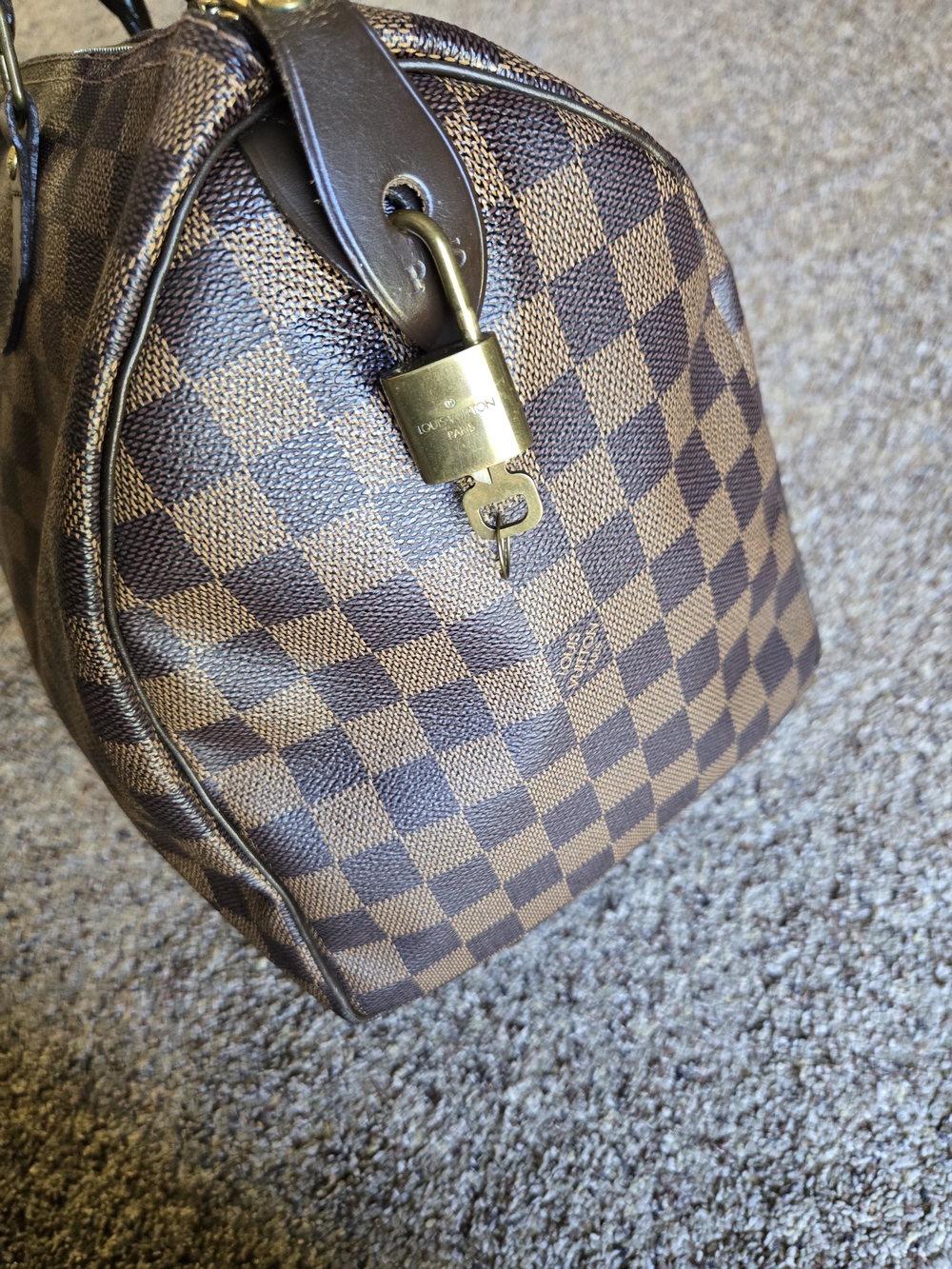 Louis Vuitton Red Canvas Interior with Dark Leather Tab - Picture 9 of 13